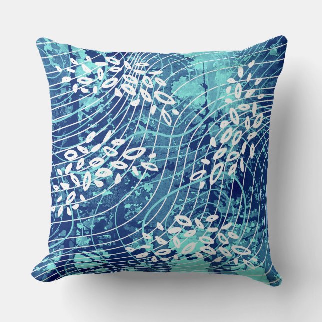 Blue Wave Throw Pillow Kissen (Vorderseite)