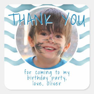 Blue Wave Vielen Dank, dass Sie Geburtstag Junge F Quadratischer Aufkleber