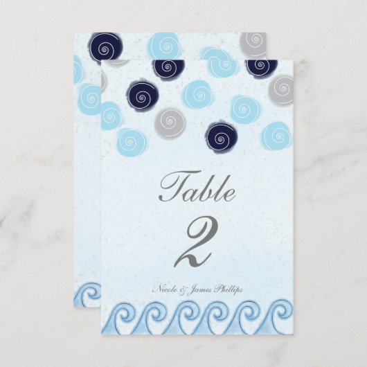 Blue Wave Watercolor Art Beach Tischnummer Card (Vorne/Hinten)
