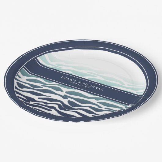 Blue Wave Wedding ID836 Pappteller (Schrägansicht)