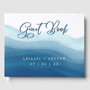 Blue Wave Wrap Watercolor-Design   Gästebuch