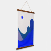 Blue Waves Abstract Wandteppich Mit Holzrahmen (Gewinkelt)