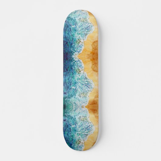 Blue Waves am Sandstrand Skateboard (Vorne)