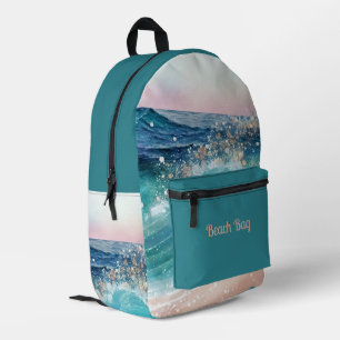 Blue Waves am Strand Bedruckter Rucksack