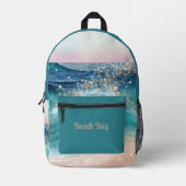 Blue Waves am Strand Bedruckter Rucksack (Vorderseite)