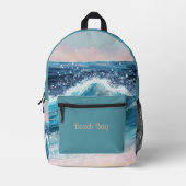 Blue Waves am Strand Bedruckter Rucksack (Vorderseite)