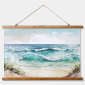 Blue Waves am Strand Wandteppich Mit Holzrahmen (Vorderseite 3)