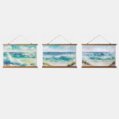 Blue Waves am Strand Wandteppich Mit Holzrahmen (Dreifach)
