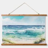 Blue Waves am Strand Wandteppich Mit Holzrahmen (Vorderseite 2)