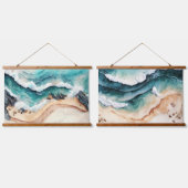 Blue Waves am Strand Wandteppich Mit Holzrahmen (Doppelt)