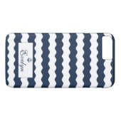 Blue Waves Anchor Monogram Case-Mate iPhone Hülle (Rückseite (Horizontal))
