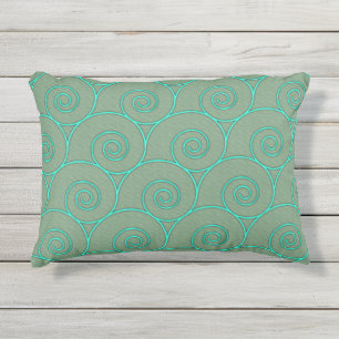 Blue Waves auf Sage Green Kissen Für Draußen