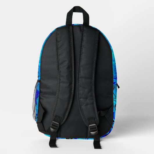 Blue Waves Bedruckter Rucksack (Rückseite)