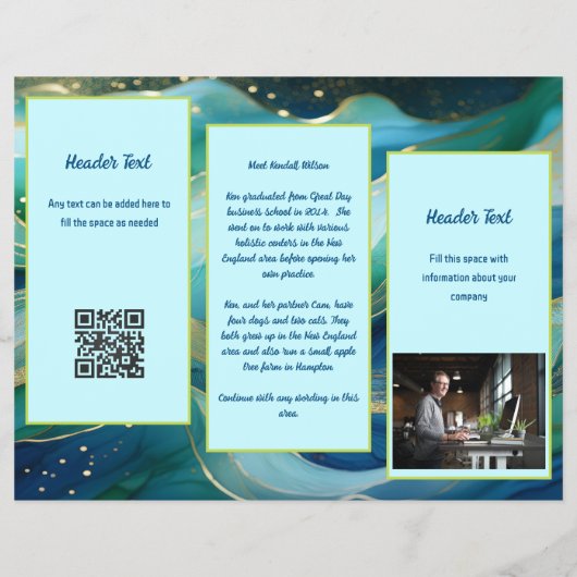 Blue Waves Broschüre zum dreifachen Business Flyer (Hinten)