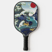 Blue Waves Green Dragon Red Sun Pickleball Paddle (Rückseite)