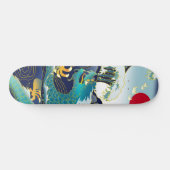 Blue Waves Green Dragon Red Sun Skateboard (Horizontal)