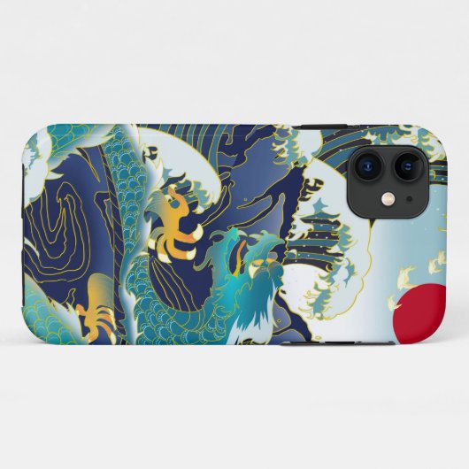 Blue Waves Green Dragon Red Sun Skateboard Case-Mate iPhone Hülle (Rückseite (Horizontal))