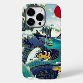Blue Waves Green Dragon Red Sun Skateboard Case-Mate iPhone Hülle (Rückseite)