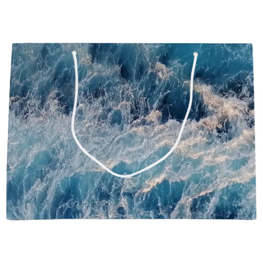 Blue Waves Große Geschenktüte (Vorderseite)