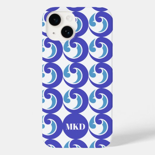Blue Waves Handy Cover Monogram (Rückseite)