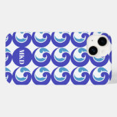 Blue Waves Handy Cover Monogram (Rückseite (Horizontal))