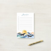 Blue Waves & Happy Whales Custom Post-It Notes Klebezettel (Auf Schreibtisch)