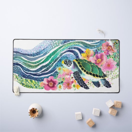 Blue Waves & Happy Whales Schreibtischunterlage (Kindertisch)