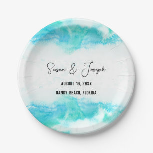 Blue Waves Hochzeitsprogramm für Beach Pappteller