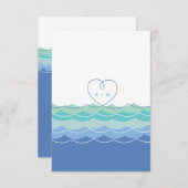 Blue Waves Loopy Heart Beach Wedding Empfang RSVP Karte (Vorne/Hinten)