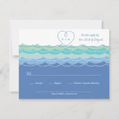 Blue Waves Loopy Heart Beach Wedding RSVP Card (Vorderseite)