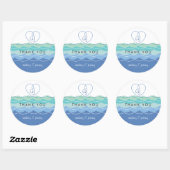 Blue Waves Loopy Herzlichen Dank Ihnen Hochzeitsti Runder Aufkleber (Blatt)