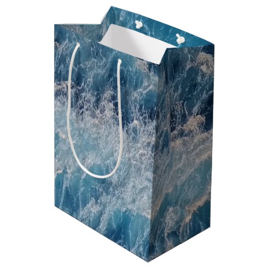 Blue Waves Mittlere Geschenktüte (Rückseite Schrägansicht)