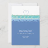 Blue Waves Modern Loopy Heart Beach Hochzeit Einla Einladung (Rückseite)