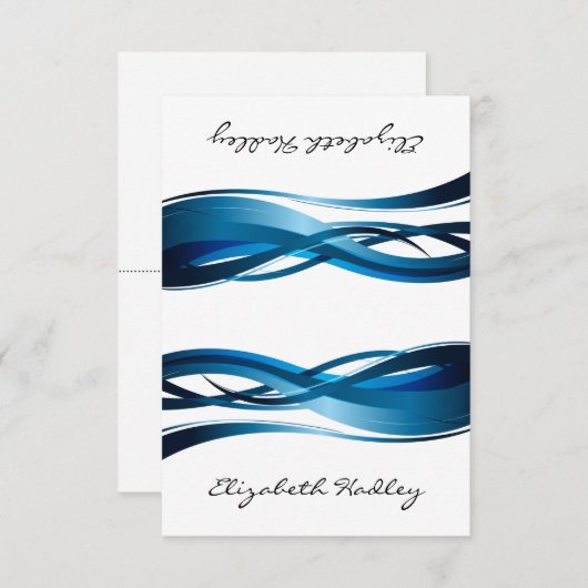 Blue Waves Moderne Abstrakte Platzkarte (Vorne/Hinten)