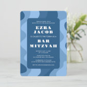 Blue Waves Modernes Abstraktes Bar Mitzvah Einladung (Stehend Vorderseite)