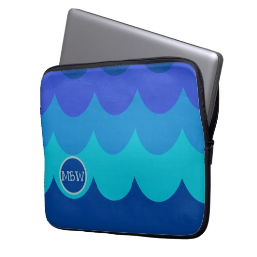 Blue Waves Monogram iPad Case (Vorderseite Links)