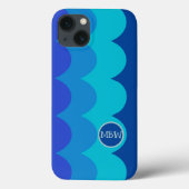 Blue Waves Monogram iPhone Case (Rückseite)