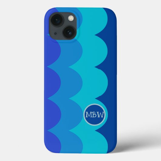 Blue Waves Monogram iPhone Case (Rückseite)