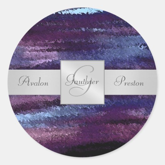 Blue Waves Monogram Wedding Sticker (Vorderseite)