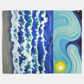 Blue Waves Moon Dancing im Ozean Fleecedecke (Vorderseite (Horizontal))