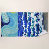 Blue Waves Moon Dancing im Ozean Strandtuch (Vorderseite)