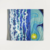 Blue Waves Moon Dancing im Ozean Wandteppich (Vorderseite (Horizontal))