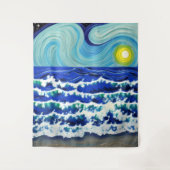 Blue Waves Moon Dancing im Ozean Wandteppich (Vorderseite)