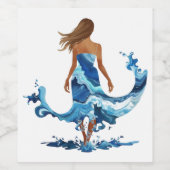 Blue Waves Ocean Girl Weinetikett (Einzelnes Label)