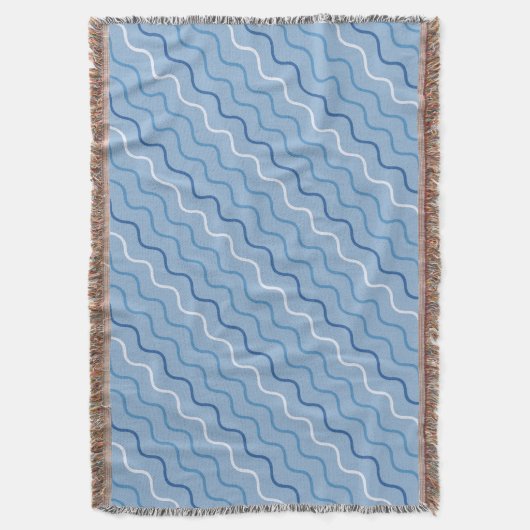 Blue Waves Pattern Throw Blanket Decke (Vorderseite Vertikal)