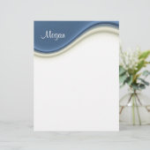 Blue Waves Personal Letterhead Stationery (Stehend Vorderseite)