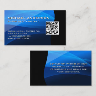 Blue Waves   QR Code Business Card Visitenkarte