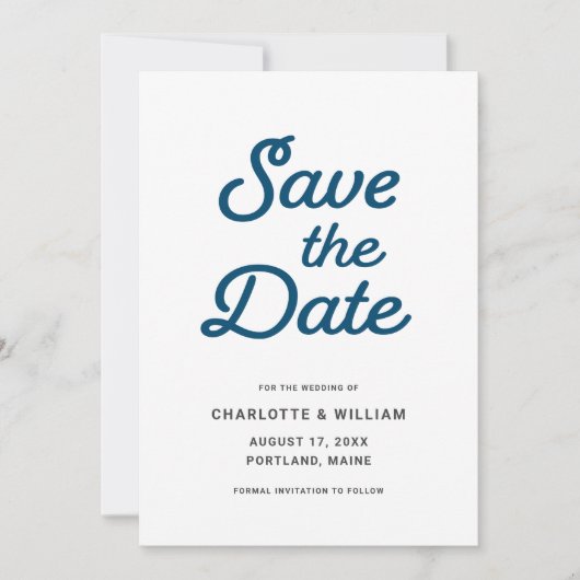 Blue Waves Save the Date Card (Vorderseite)