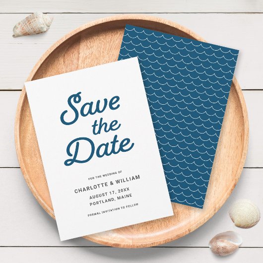 Blue Waves Save-the-Date-Karte Save The Date