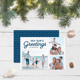 Blue Waves Sea-Sun's Greetings Foto Feiertagskarte